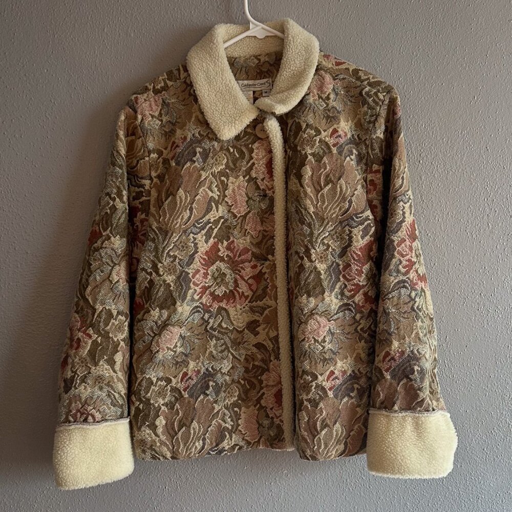 Coldwater Creek Vintage Blanket Jacket with fur